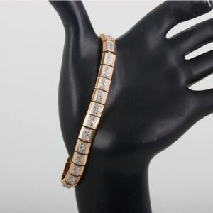 Gold Rosa Over 925 Sterling Bracelet 15.6 grms, 7.5 "